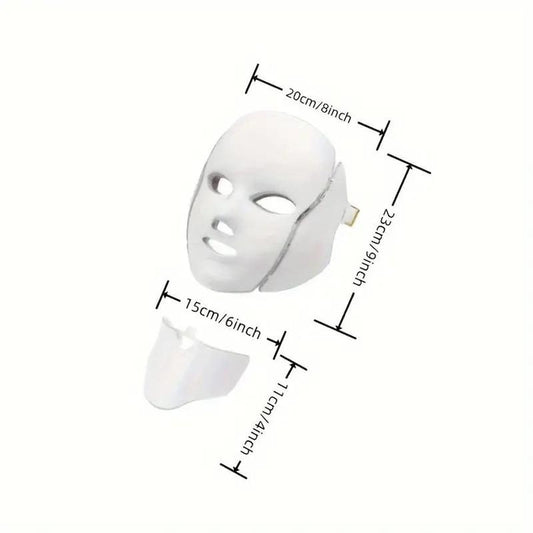 LED Light Facial & Neck Beauty Mask, 1 Set 7 Color Light Facial Care Tool, Professional Facial Beauty Instrument for Home & Salon Use, Face Care Products